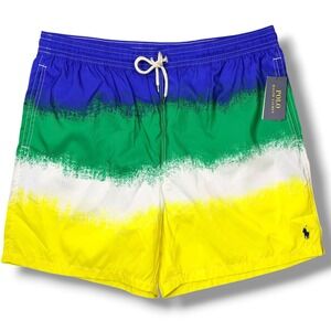 Polo Ralph Lauren Swim Trunks Mens 1XB Blue Colorblock Ombre Board Shorts Pony